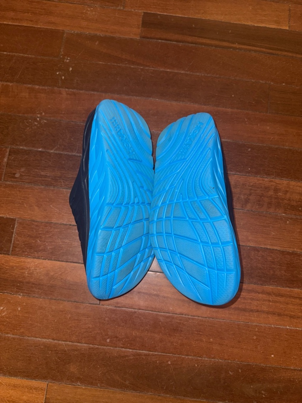 Hoka Men's Black Slide Sandals with Blue Midsoles - Picture 10 of 10